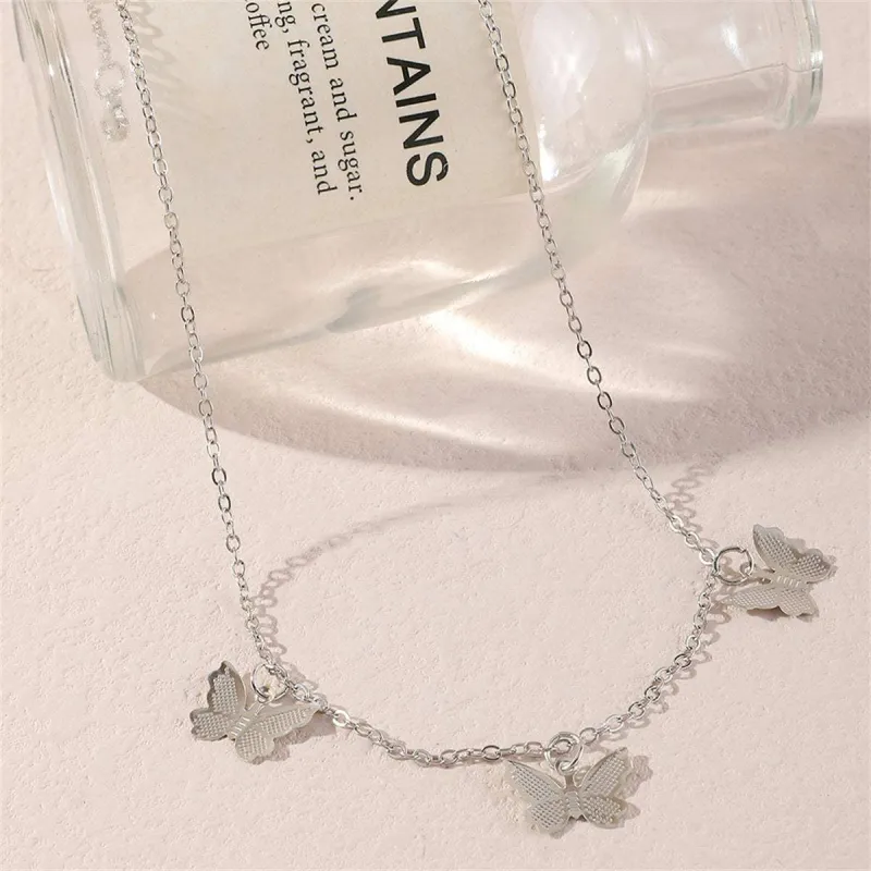 Silvertone Butterfly Station Necklace made by Zulily