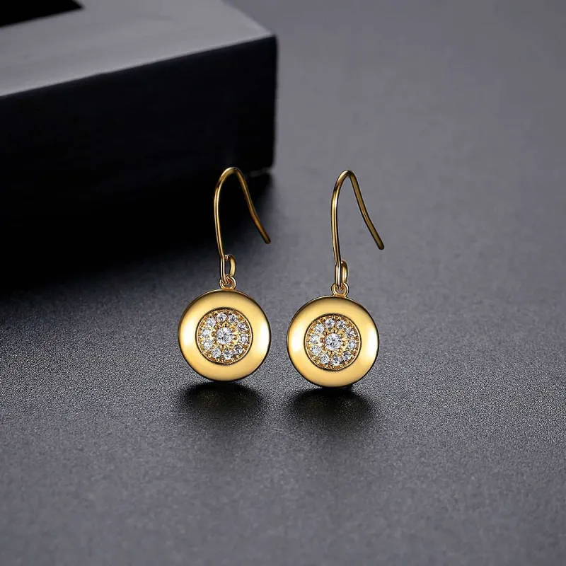 Cubic Zirconia & Goldtone Round Drop Earrings made by Zulily