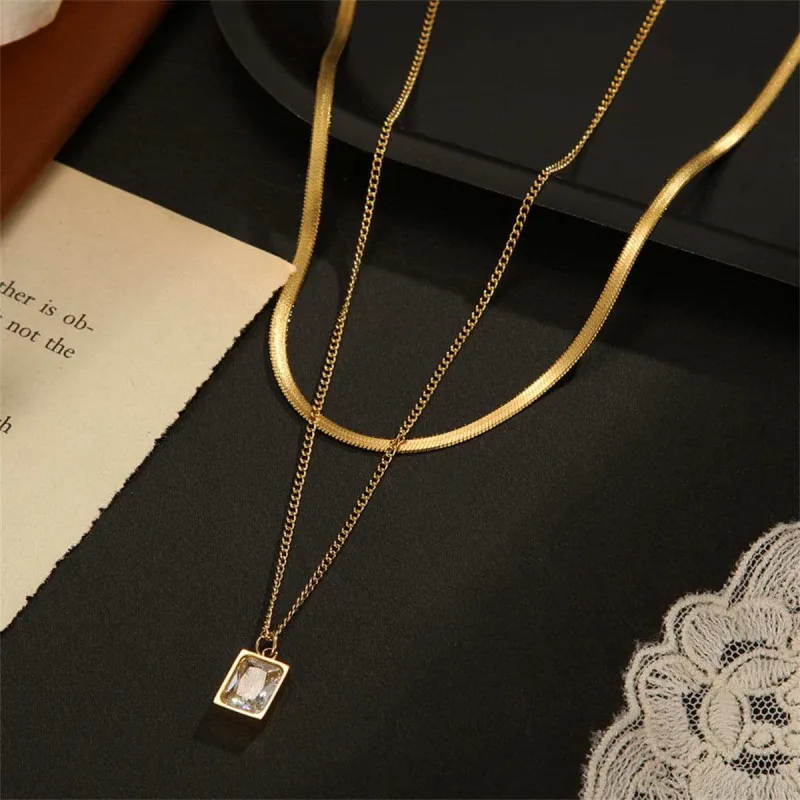 Clear Crystal & Goldtone Snake Chain Layered Pendant Necklace made by Zulily