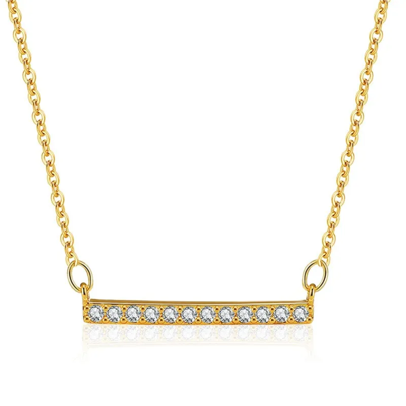 Cubic Zirconia & Goldtone Bar Pendant Necklace made by Zulily