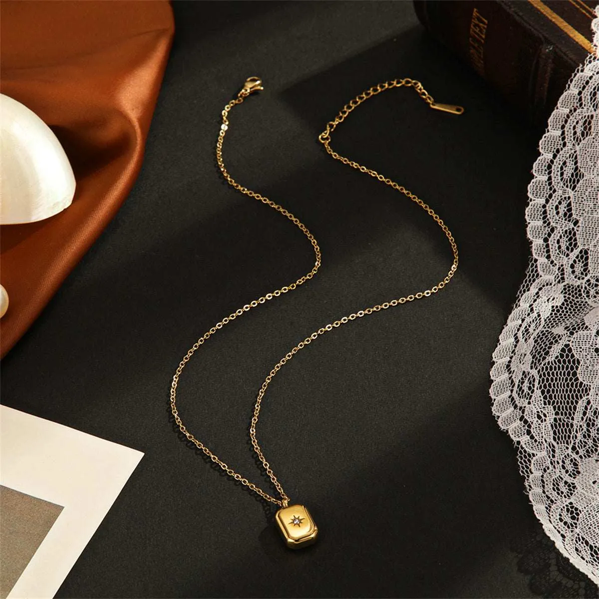 Cubic Zirconia & Goldtone Star Card Pendant Necklace sold by Zulily product image thumbnail 2