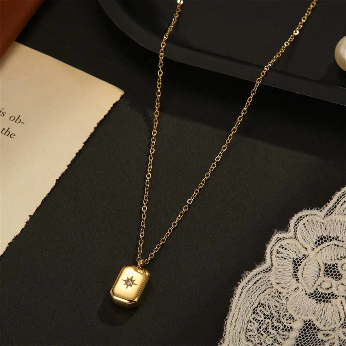 Cubic Zirconia & Goldtone Star Card Pendant Necklace sold by Zulily product image thumbnail 3