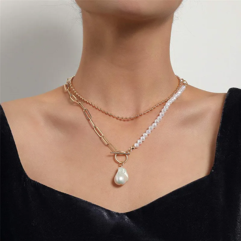 Pearl & Goldtone Baroque Toggle Necklace Set made by Zulily