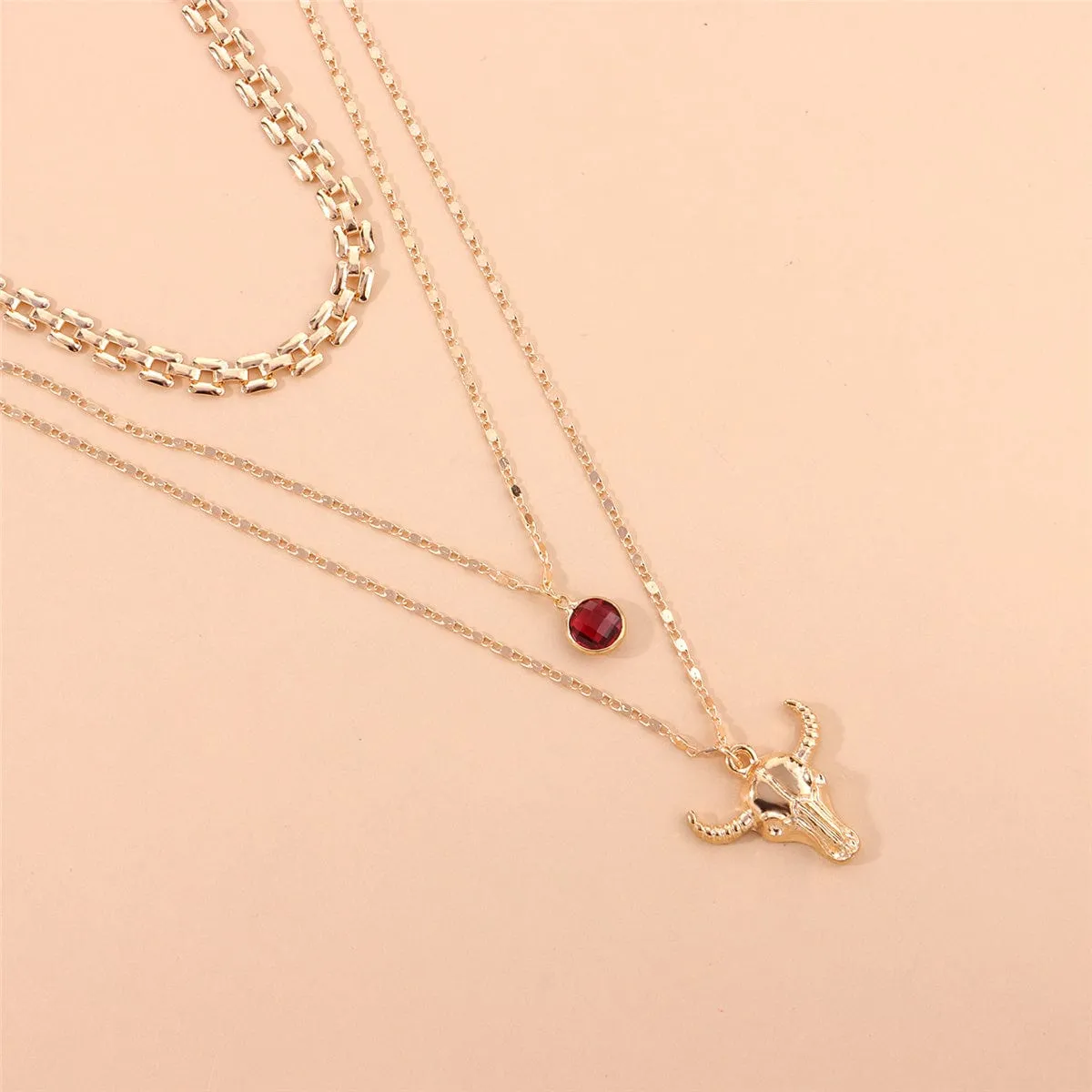 Crystal & Goldtone Cattle Layered Pendant Necklace Set sold by Zulily product image thumbnail 3