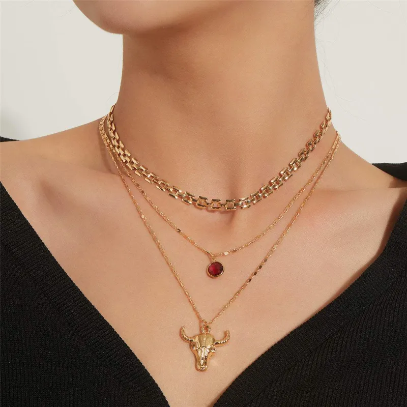Crystal & Goldtone Cattle Layered Pendant Necklace Set made by Zulily