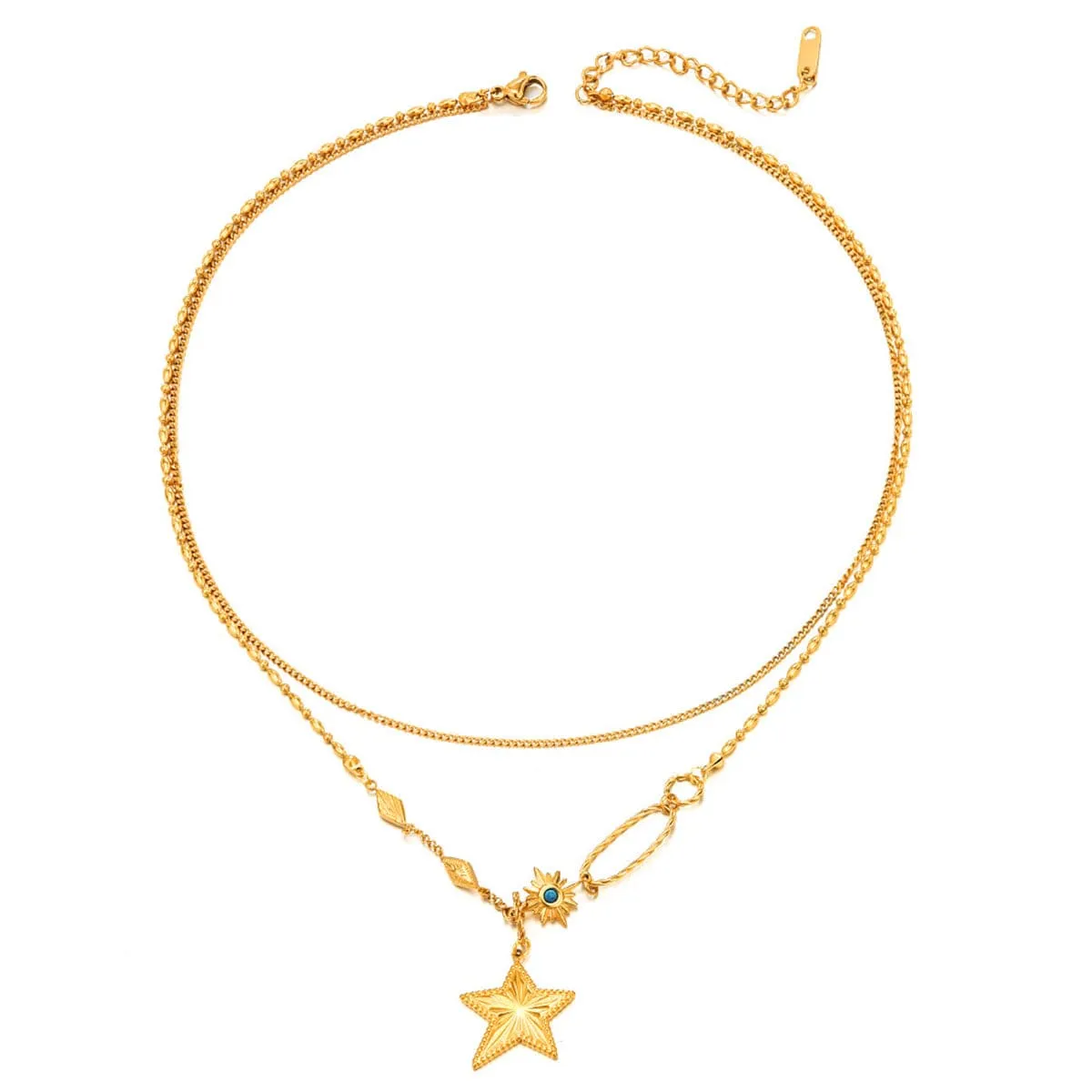 Turquoise & Goldtone Star Layered Pendant Necklace sold by Zulily product image thumbnail 2