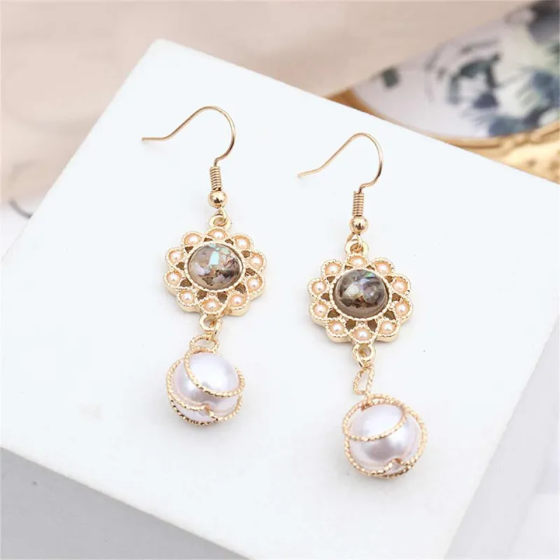Pearl & Resin Goldtone Flower Drop Earrings made by Zulily