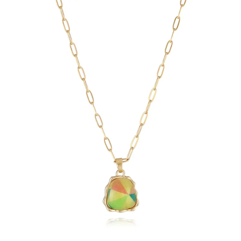 Green Acrylic & Goldtone Ladder Pendant Necklace made by Zulily