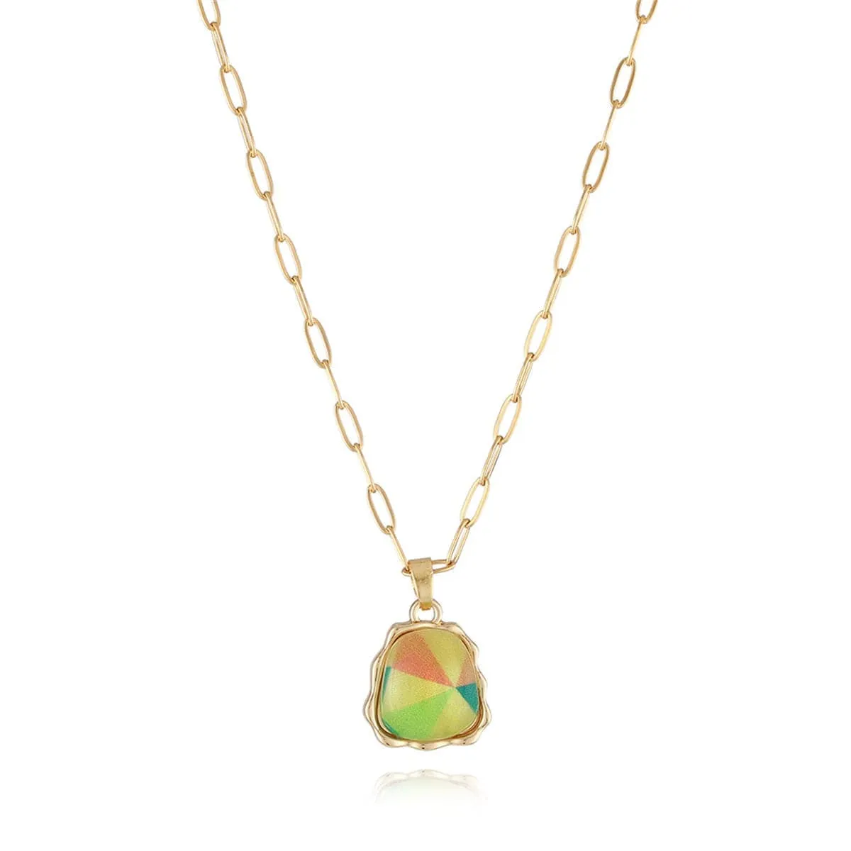 Green Acrylic & Goldtone Ladder Pendant Necklace sold by Zulily