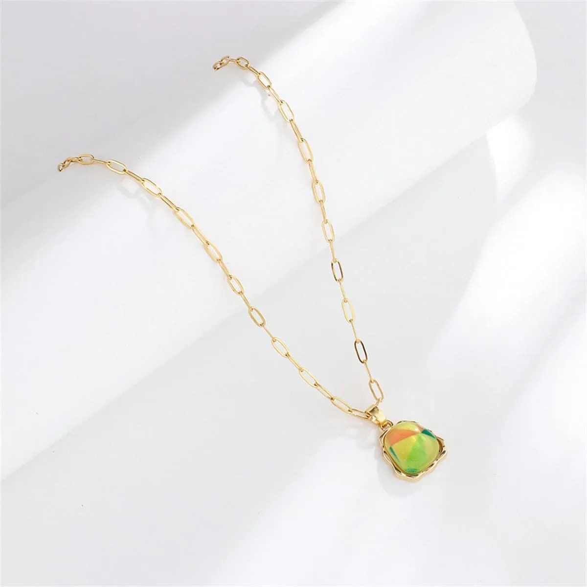 Green Acrylic & Goldtone Ladder Pendant Necklace sold by Zulily product image thumbnail 2
