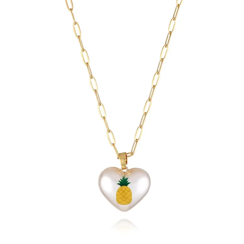 Pearl & Goldtone Pineapple Heart Pendant Necklace made by Zulily