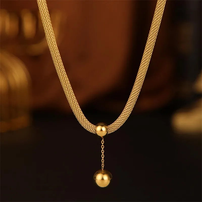 Goldtone Ball Mesh Chain Pendant Necklace made by Zulily