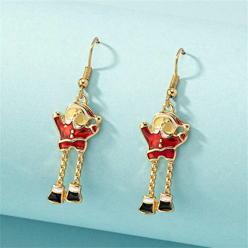 Red Enamel & Goldtone Santa Drop Earrings made by Zulily