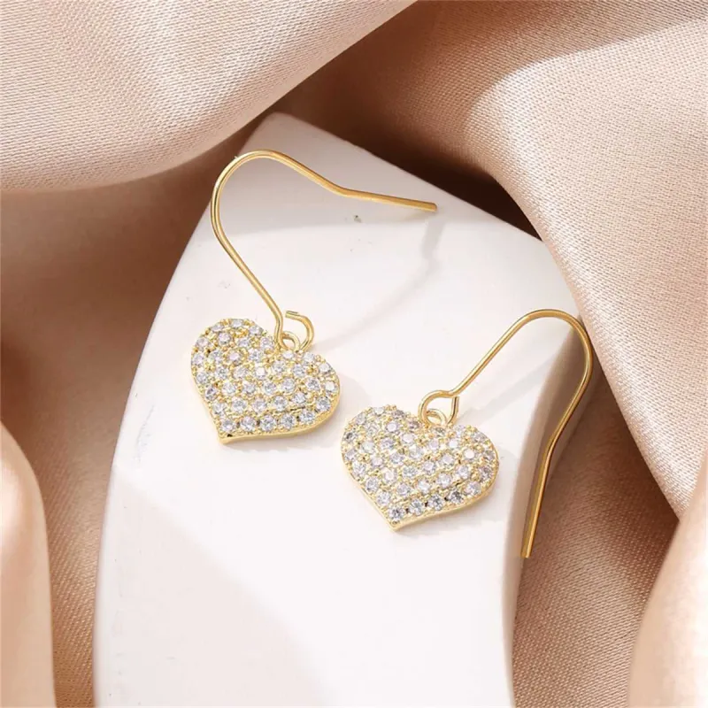 Cubic Zirconia & Goldtone Heart Drop Earrings made by Zulily