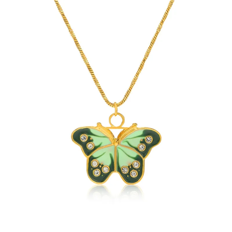 Cubic Zirconia & Green Butterfly Pendant Necklace made by Zulily