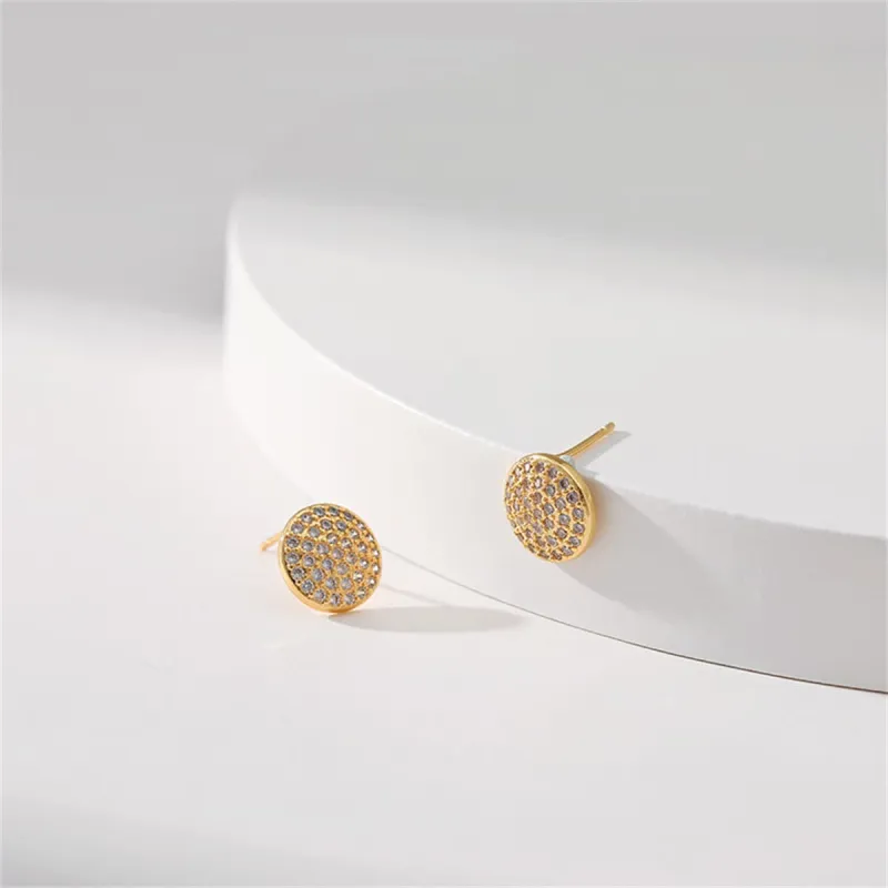 Cubic Zirconia & Goldtone Round Stud Earrings made by Zulily