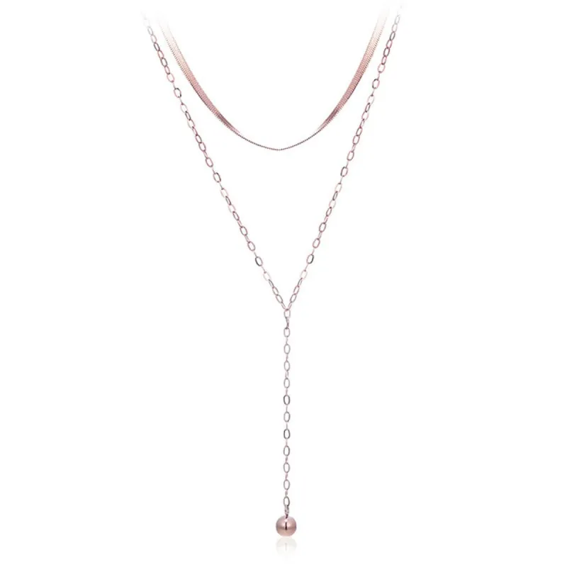 Rose Goldtone Snake Chain Layered Lariat Necklace made by Zulily