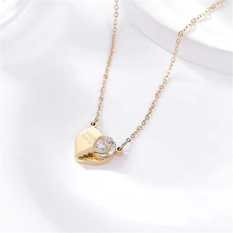 Cubic Zirconia & Goldtone 'Lock Love' Heart Pendant Necklace made by Zulily