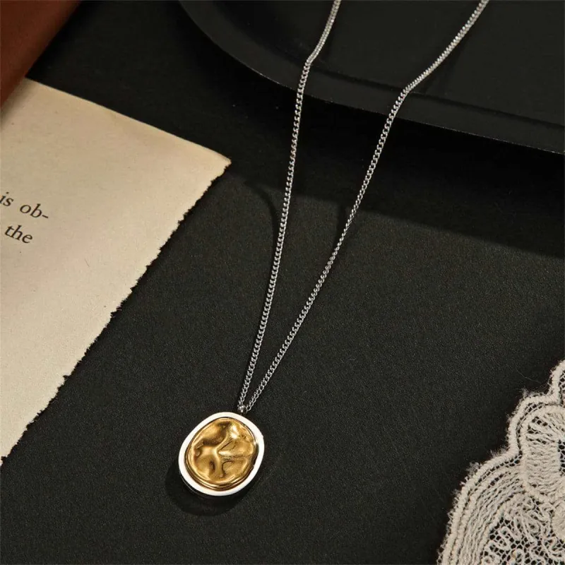 Two-tone Oval Pendant Necklace made by Zulily