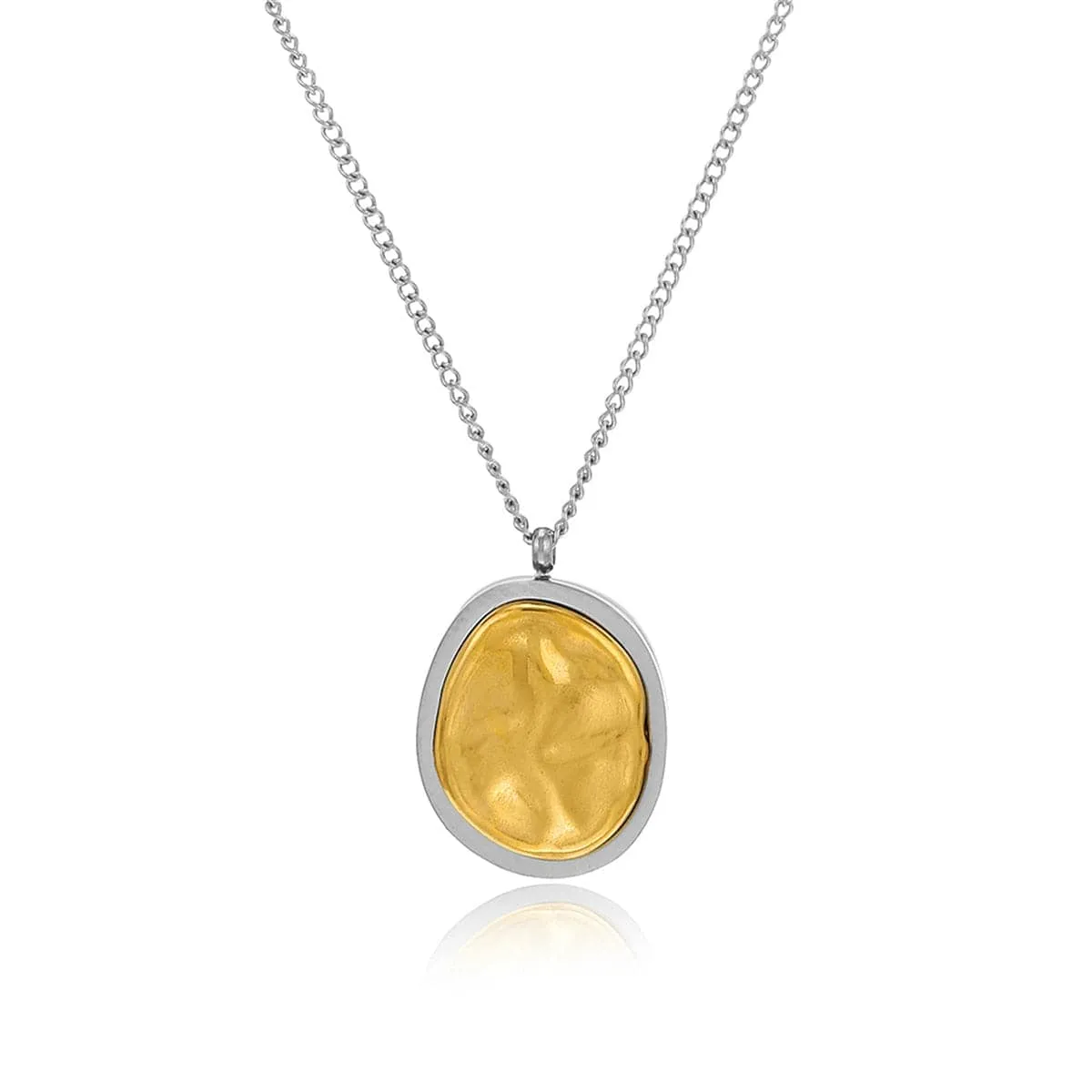 Two-tone Oval Pendant Necklace sold by Zulily product image thumbnail 2