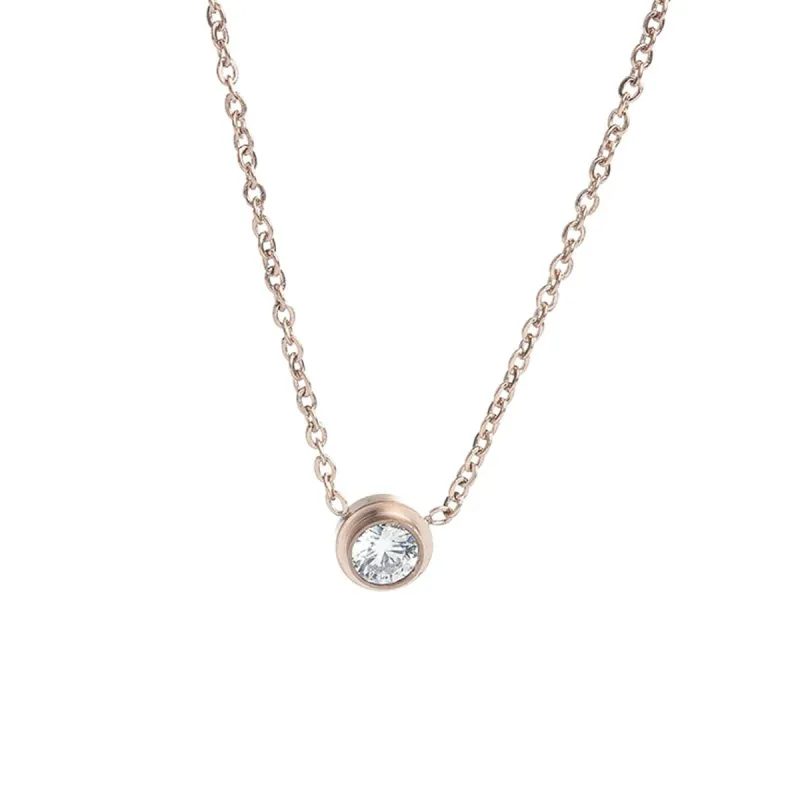 Cubic Zirconia & Rose Goldtone Round Pendant Necklace made by Zulily