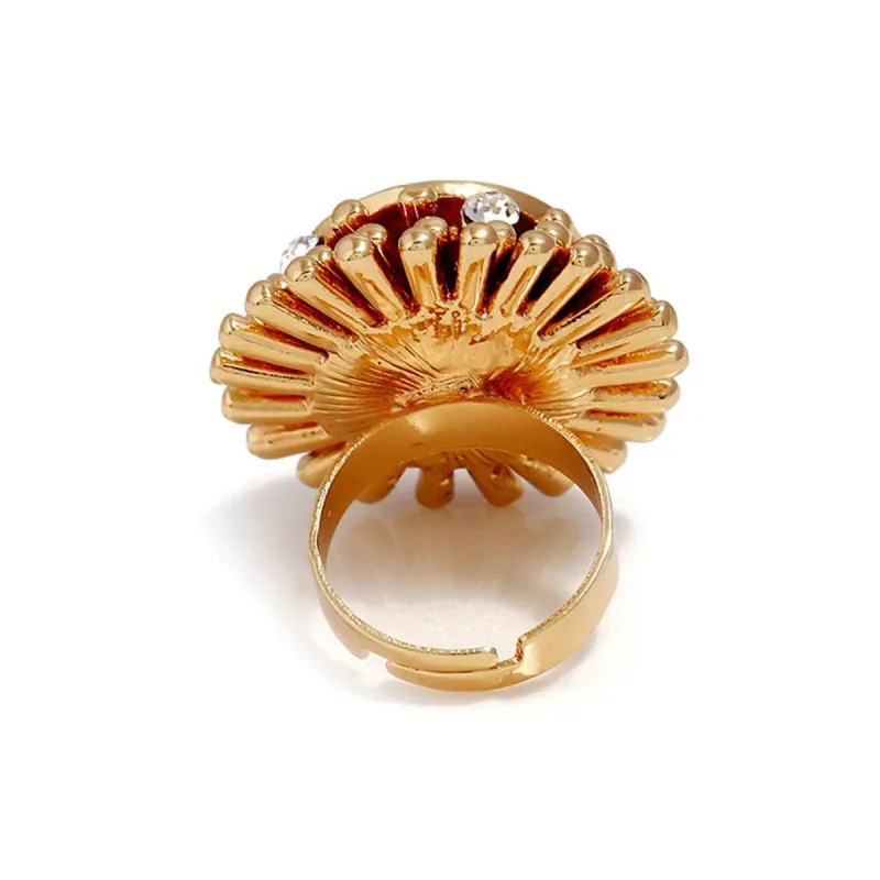 Blue Stone & Cubic Zirconia Flower Ring made by Zulily