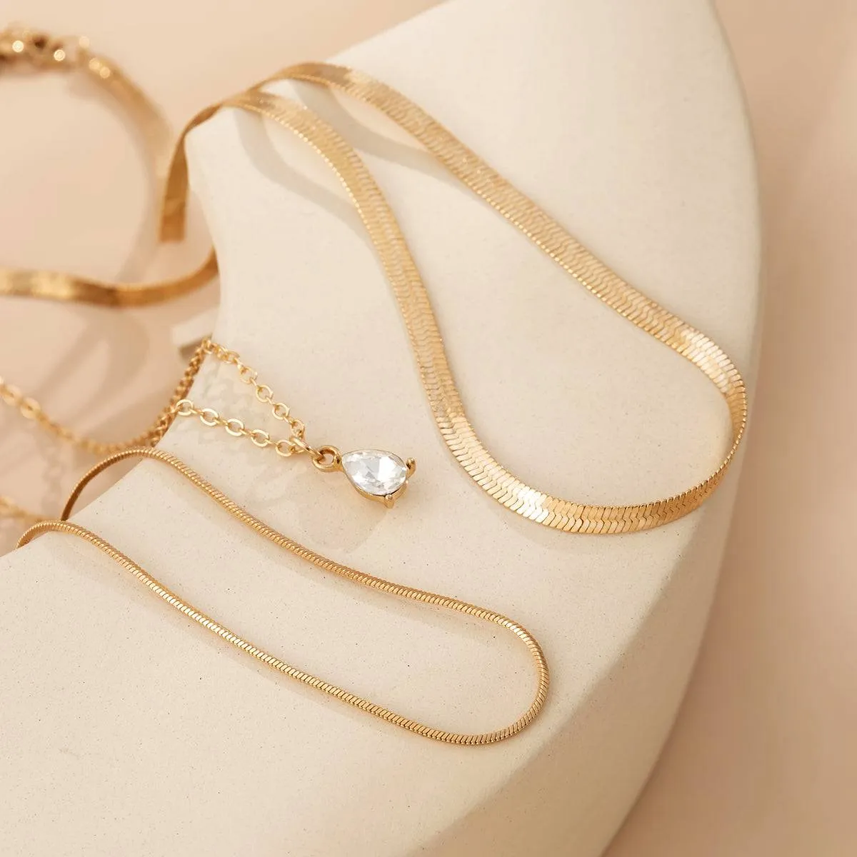 Crystal & Goldtone Snake Chain Necklace Set sold by Zulily product image thumbnail 2
