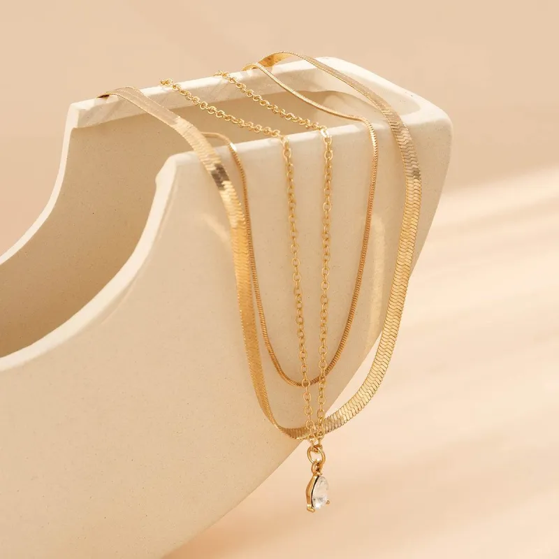 Crystal & Goldtone Snake Chain Necklace Set made by Zulily