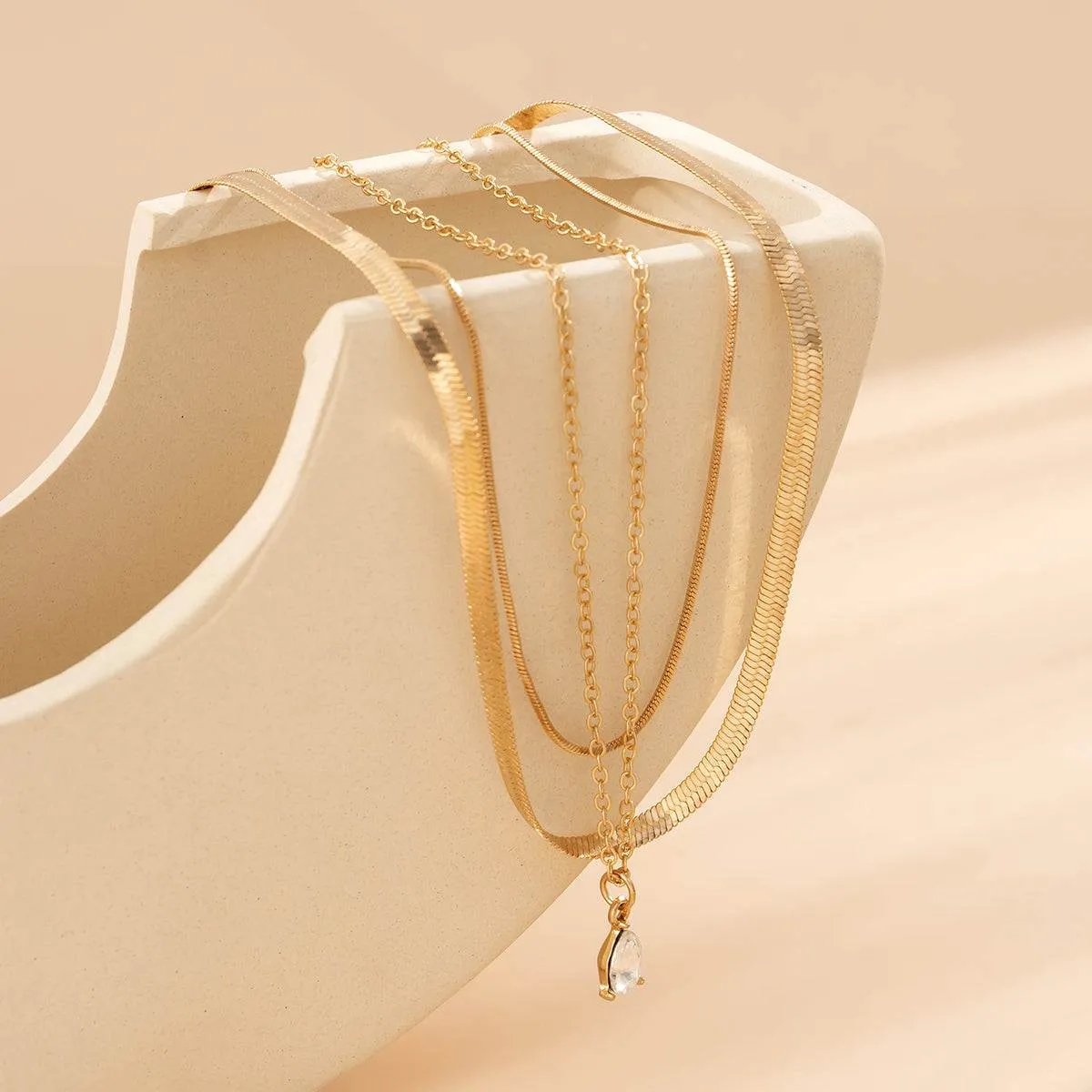 Crystal & Goldtone Snake Chain Necklace Set sold by Zulily