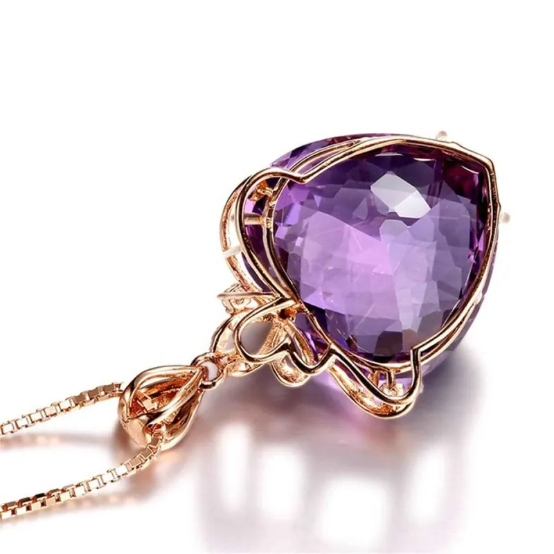 Purple Crystal & Rose Goldtone Drop Pendant Necklace made by Zulily