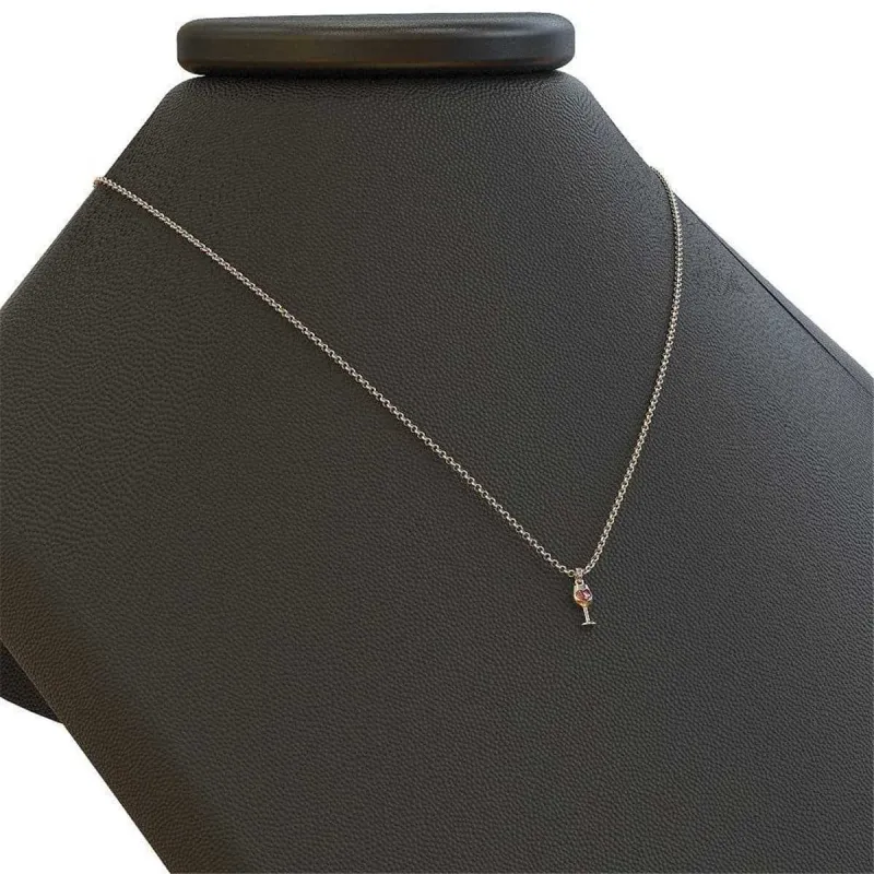 Red Crystal & Silvertone Heart Cut Wine Glass Pendant Necklace made by Zulily