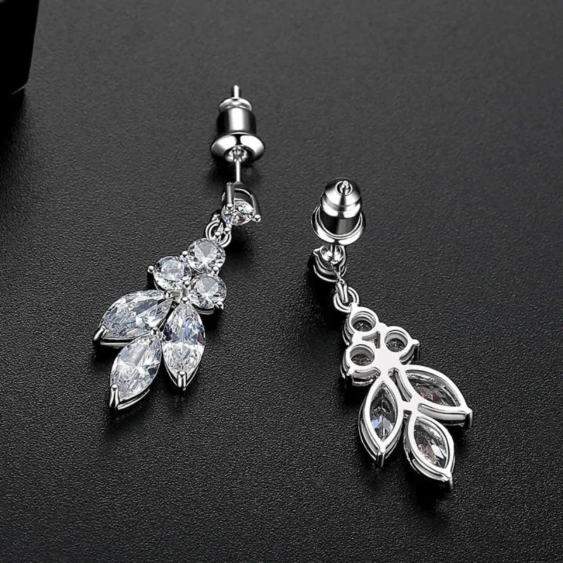 Crystal & Cubic Zirconia Silvertone Leaves Drop Earrings made by Zulily