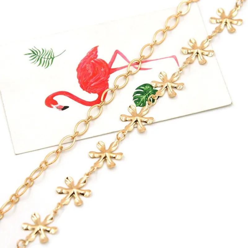 Goldtone Flower Layered Station Anklet made by Zulily