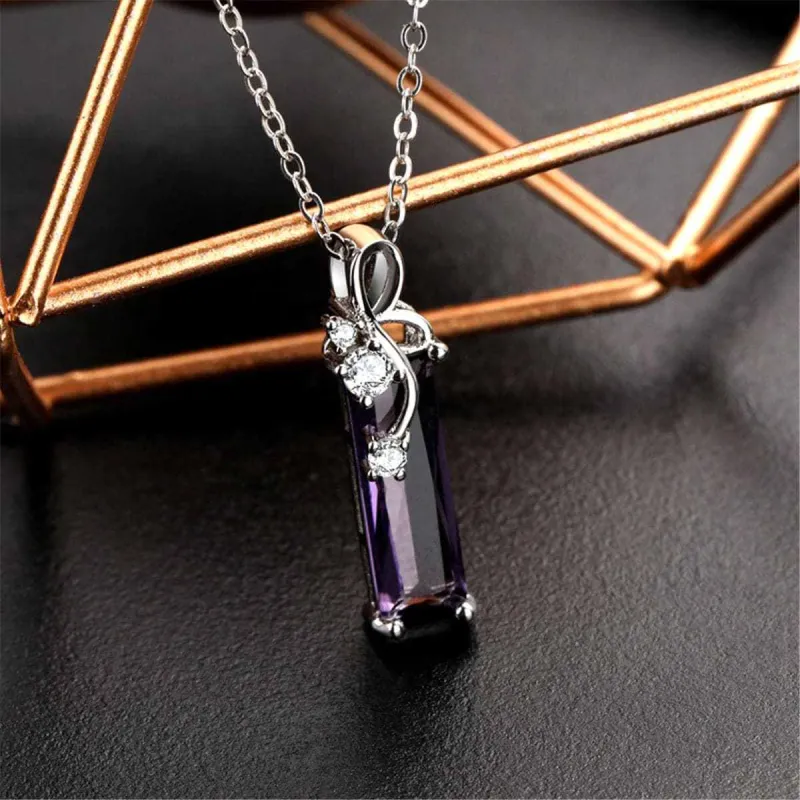 Purple Crystal & Cubic Zirconia Rectangle Pendant Necklace made by Zulily