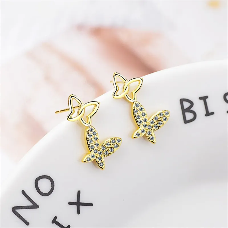 Cubic Zirconia & Goldtone Linking Butterfly Drop Earrings made by Zulily