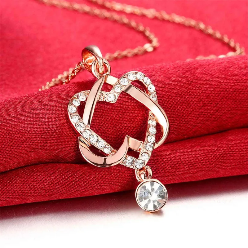 Cubic Zirconia & Rose Goldtone Crisscross-Heart Pendant Necklace made by Zulily