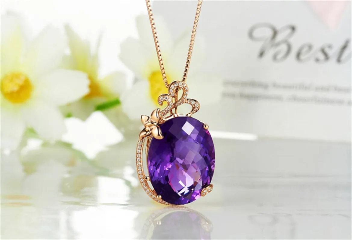 Purple Crystal & Cubic Zirconia Floral Pendant Necklace made by Zulily