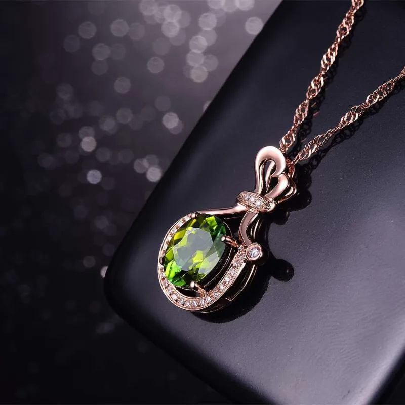 Olive Crystal & Cubic Zirconia Rose Goldtone Wallet Pendant Necklace made by Zulily
