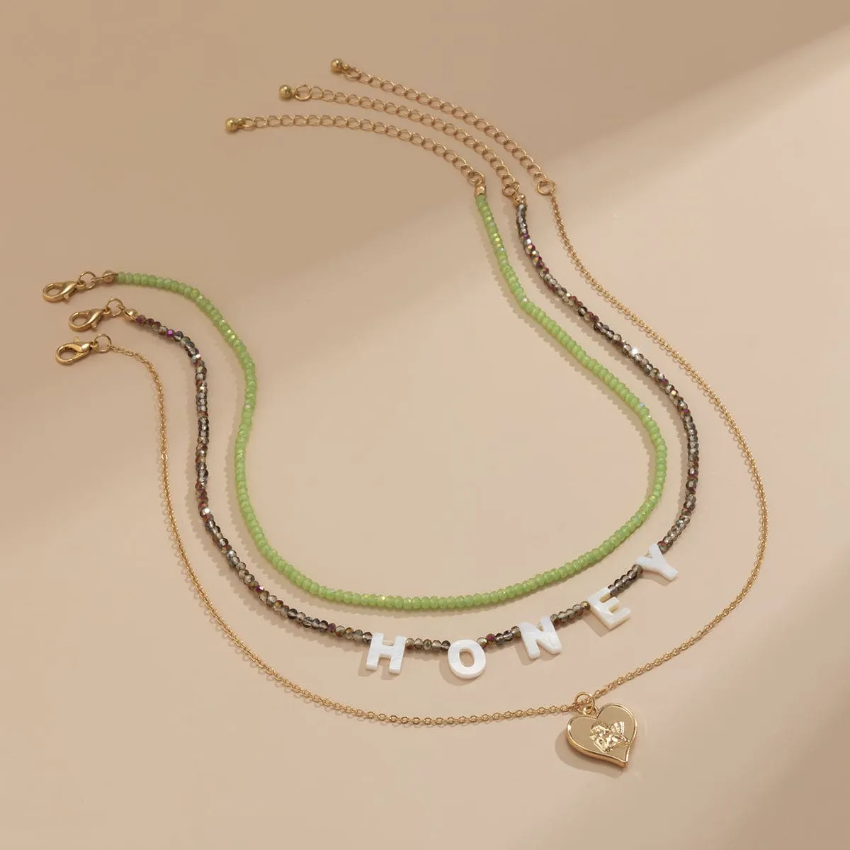 Multicolor Howlite & Acrylic Goldtone 'Honey' Angel Heart Pendant Necklace Set sold by Zulily product image thumbnail 2