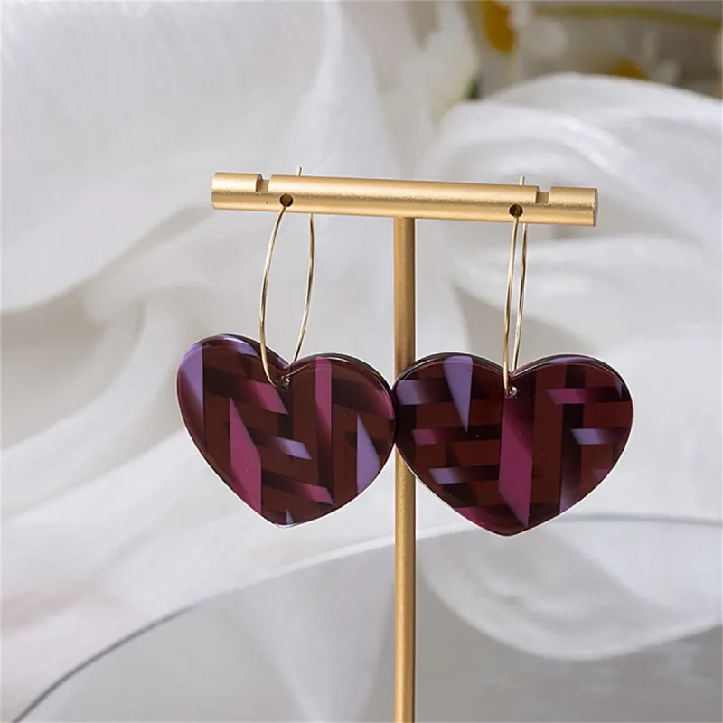 Pink Acrylic & Goldtone Heart Huggie Earrings made by Zulily