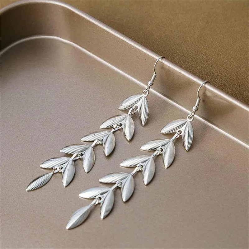 Silvertone Leaves Drop Earrings made by Zulily