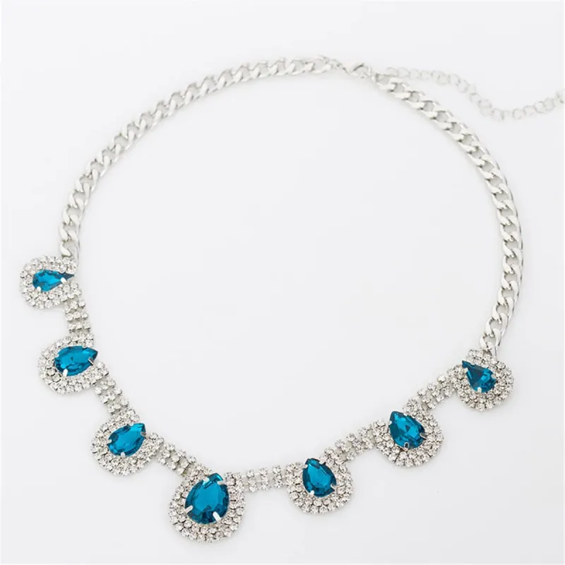 Blue Crystal & Cubic Zirconia Pear Statement Necklace made by Zulily