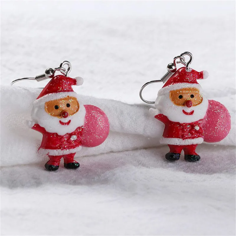Red Acrylic & Silvertone Santa Drop Earrings made by Zulily