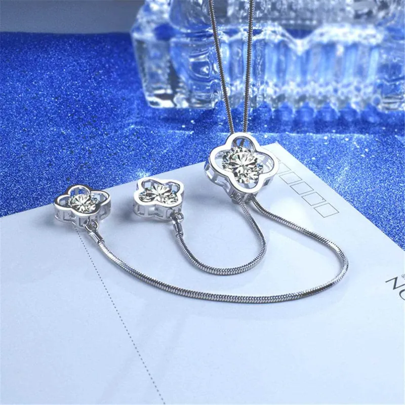 Cubic Zirconia & Silvertone Triple-Clover Pendant Necklace made by Zulily