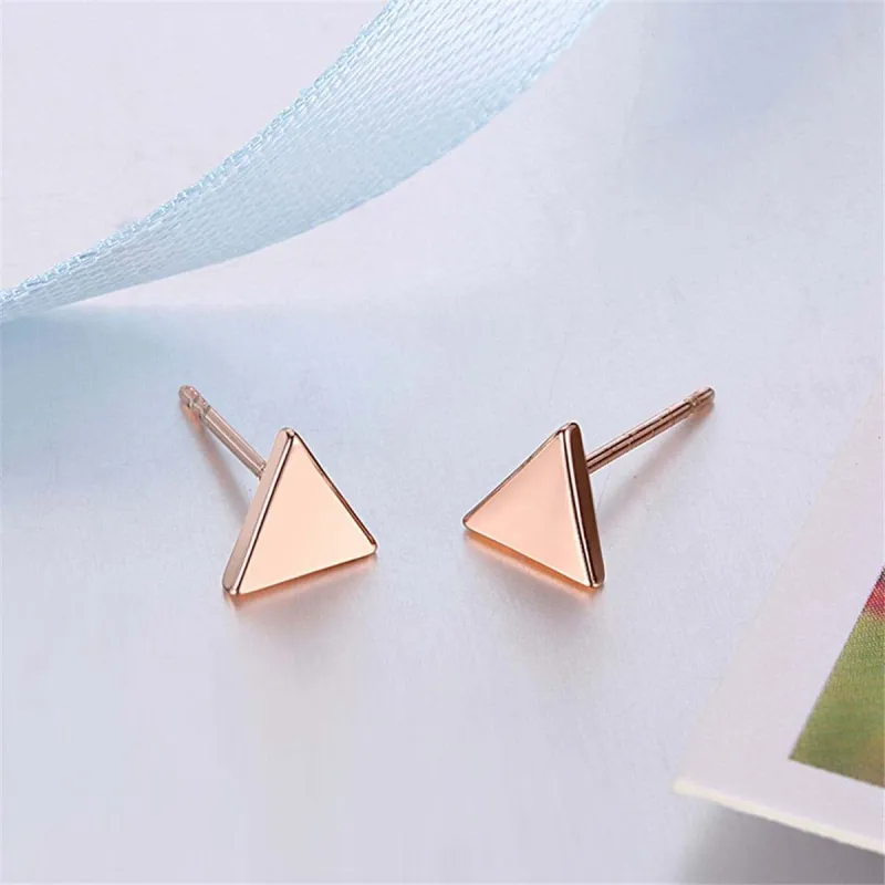 Rose Goldtone Triangle Stud Earrings made by Zulily