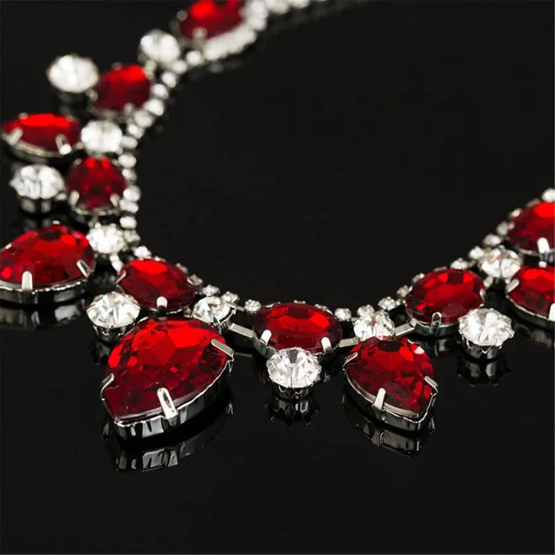 Red Crystal & Cubic Zirconia Pear Statement Necklace made by Zulily