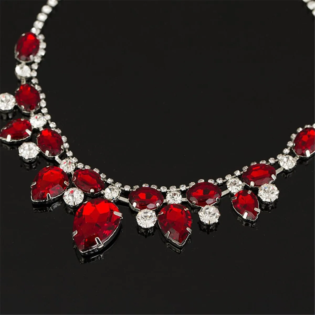 Red Crystal & Cubic Zirconia Pear Statement Necklace sold by Zulily product image thumbnail 2