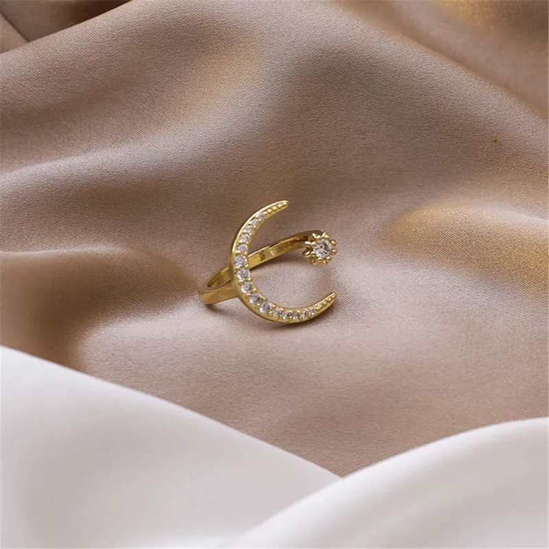 Cubic Zirconia & Goldtone Moon Star Open Ring made by Zulily