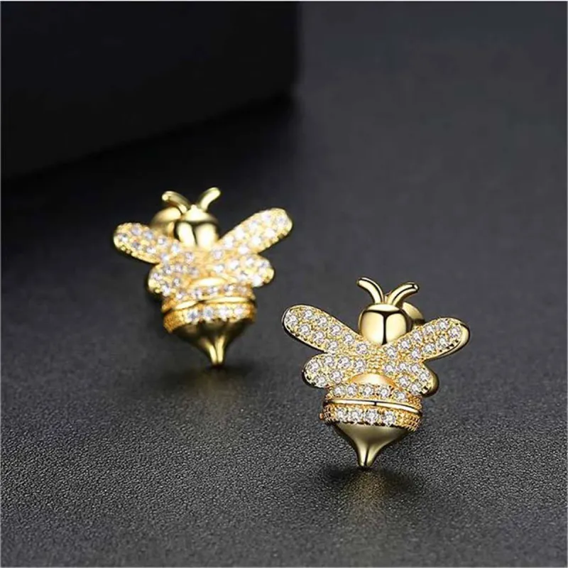 Cubic Zirconia & Goldtone Bee Stud Earrings made by Zulily
