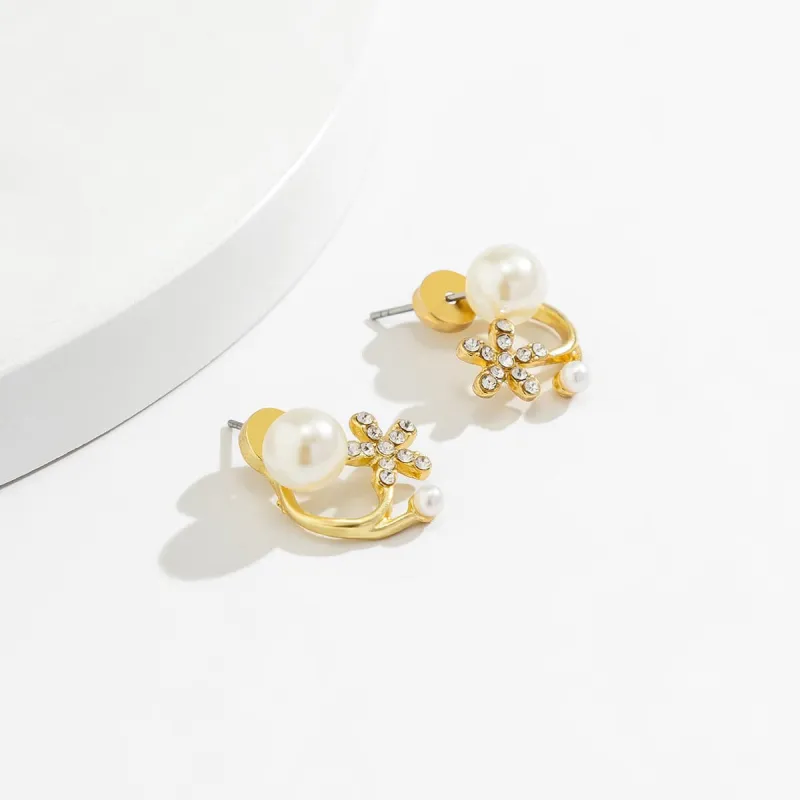 Cubic Zirconia & Pearl Flower Ear Jackets made by Zulily